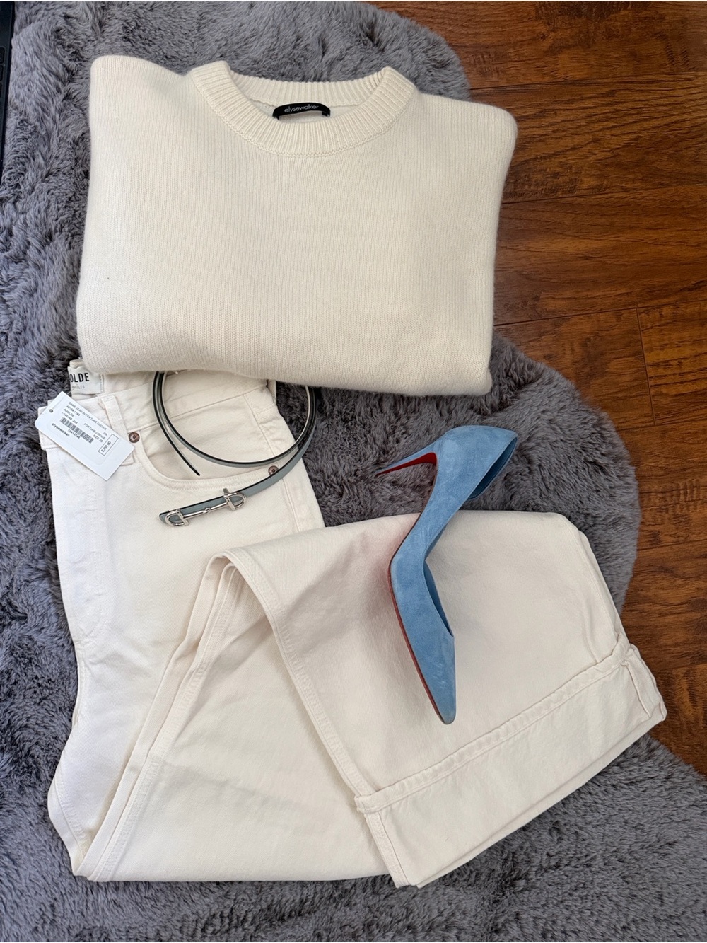 NWT Agolde White High-Rise Wide-Leg Jeans